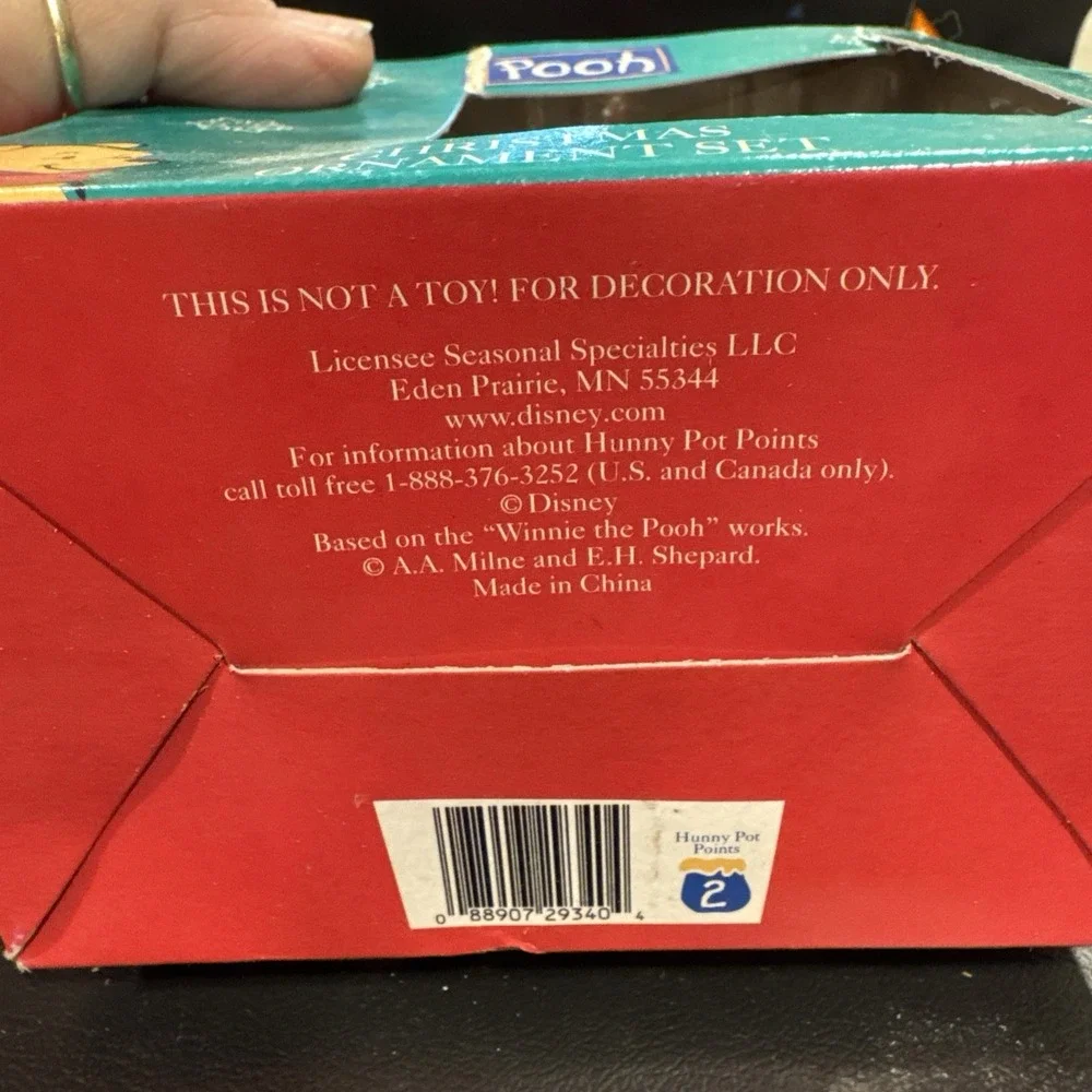 Winnie the Pooh Christmas Ornament VTG Original Box With Miniature Ornament